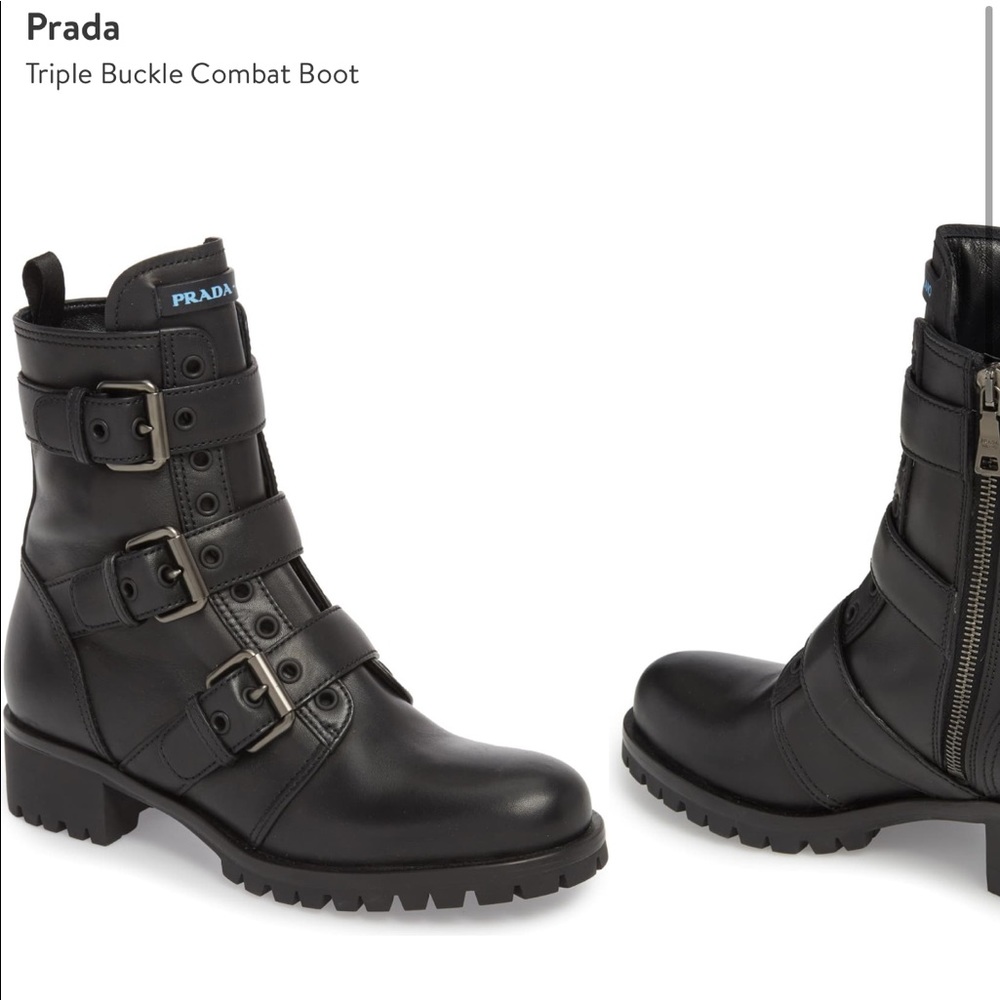Prada Triple Buckle Combat Boot